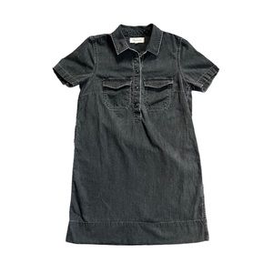 Madewell Dress Black Denim Pullover Quarter Button Short Sleeve Casual Short XS